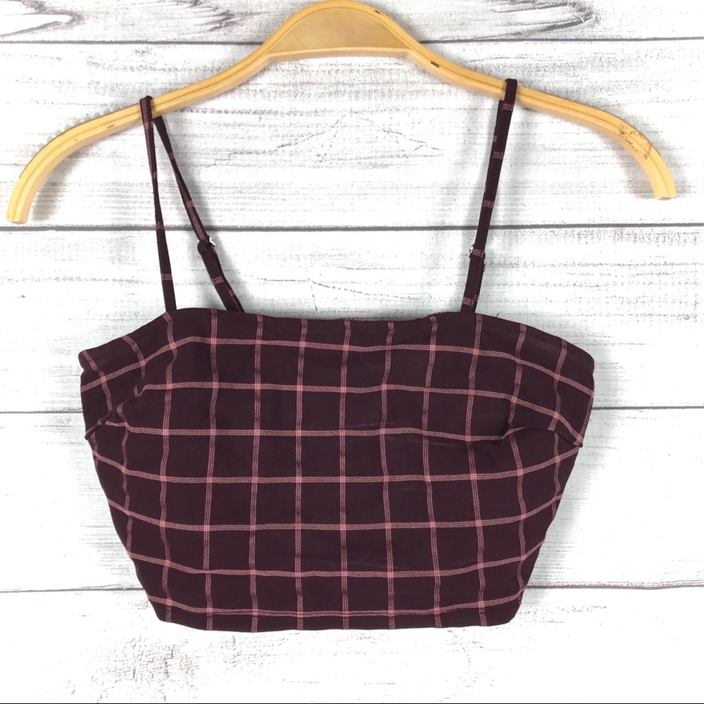 Forever 21 plaid maroon cami strap crop top size s